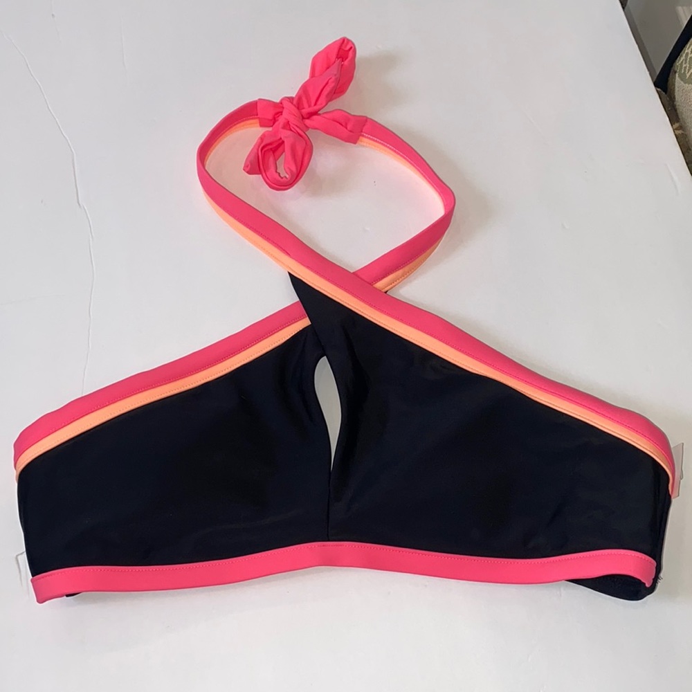 Bikini Nation Criss Cross Front Black Swimsuit Separates Bikini Top New 4/$25